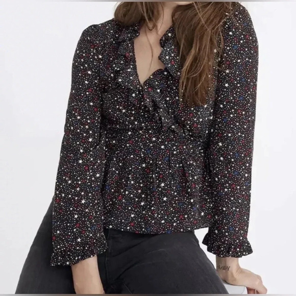 MADEWELL Starry Night Silk Wrap Top - Picture 1 of 6